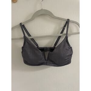 Shade & Shore 36C Bikini Top Dark Gray Metallic Finish Wired Adjustable Strap